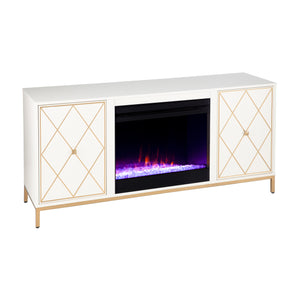 Color changing media fireplace with modern gold accents Image 6