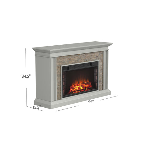 Image of Widescreen electric fireplace with faux stone surround Image 7