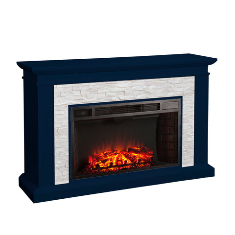 Image of Widescreen electric fireplace with faux stone surround Image 4