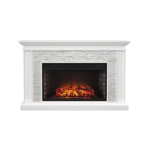 Image of Widescreen electric fireplace with faux stone surround Image 3