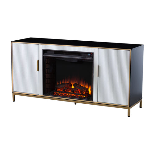 Image of Modern electric fireplace w/ media storage Image 6