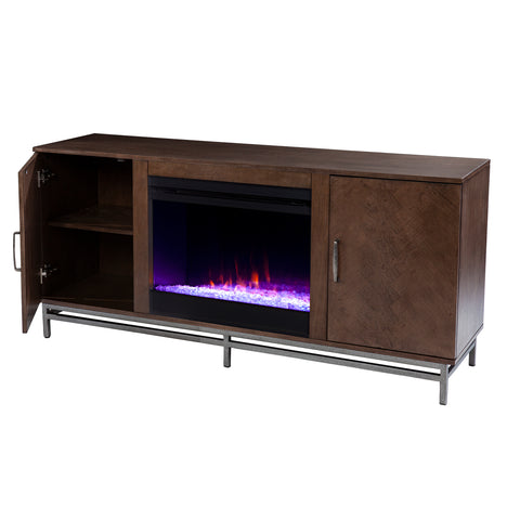 Image of Color changing fireplace w/ media storage Image 7