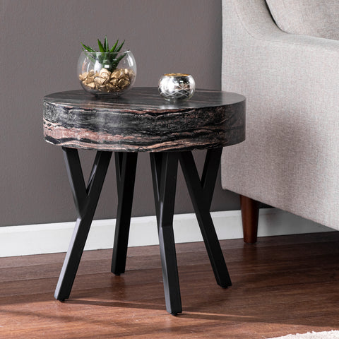 Image of Twemlow Round Faux Marble End Table