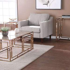 Rectangular coffee table with faux marble top Image 8