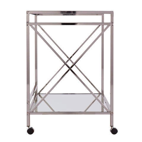 Image of Glass-top bar cart w/ wheels Image 6