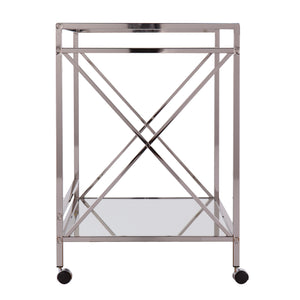 Glass-top bar cart w/ wheels Image 6