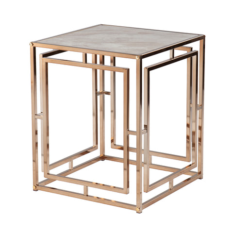 Image of Square side table with faux marble top Image 4