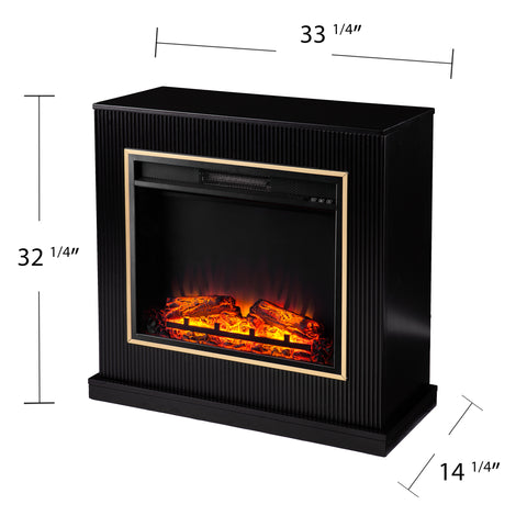 Image of Modern electric fireplace w/ gold trim Image 7