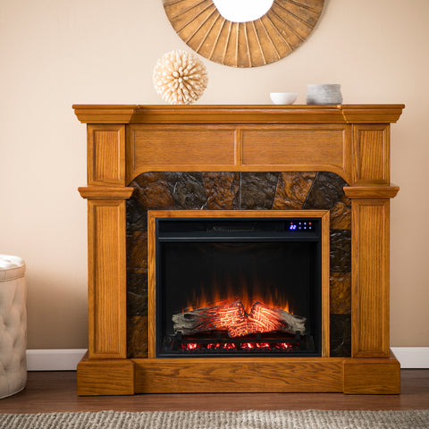 Image of Corner convenient electric fireplace TV stand Image 1