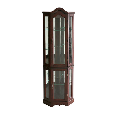 Image of Space saving, lighted corner design curio with mirrored back Image 2