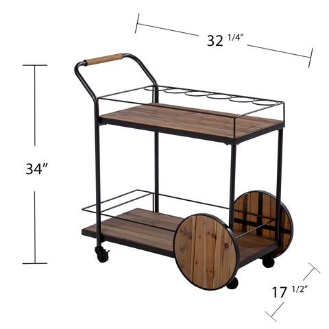 Image of Reclaimed wood bar cart w/ wheels Image 10