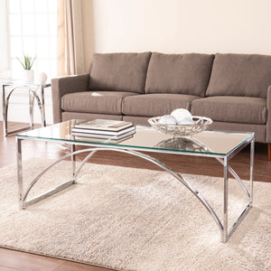 Stevenly Glass-Top Cocktail Table