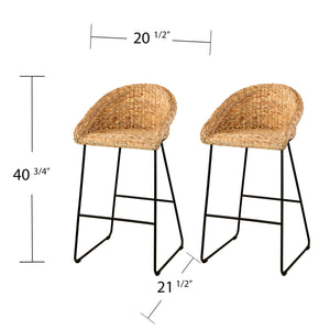 Pair of water hyacinth bar stools Image 4