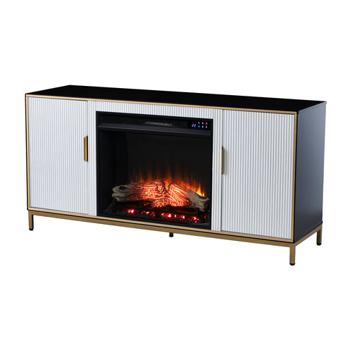 Image of Modern electric fireplace w/ media storage Image 4