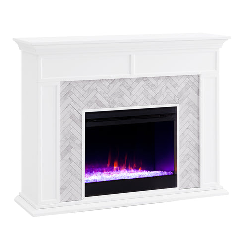 Image of Torlington Color Changing Marble Tiled Fireplace