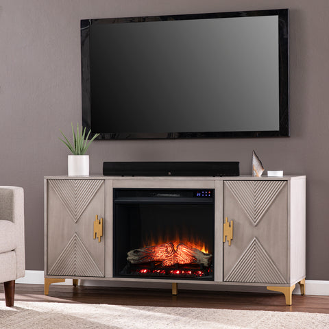 Image of Fireplace media console w/ storage Image 1