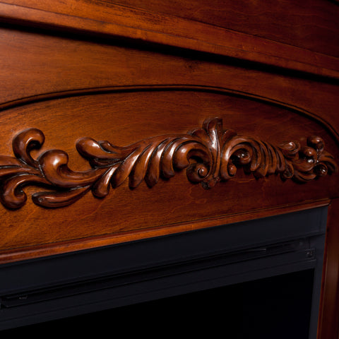 Image of Handsome bookcase fireplace w/ striking woodwork details Image 5