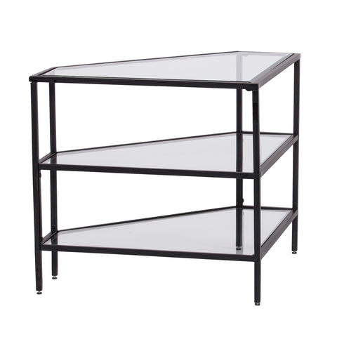 Image of Niles Metal/Glass Corner TV Stand - Black