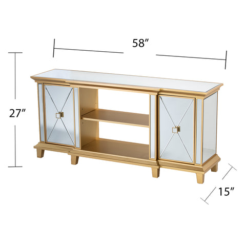 Image of Mirrored media stand w/ storage Image 2