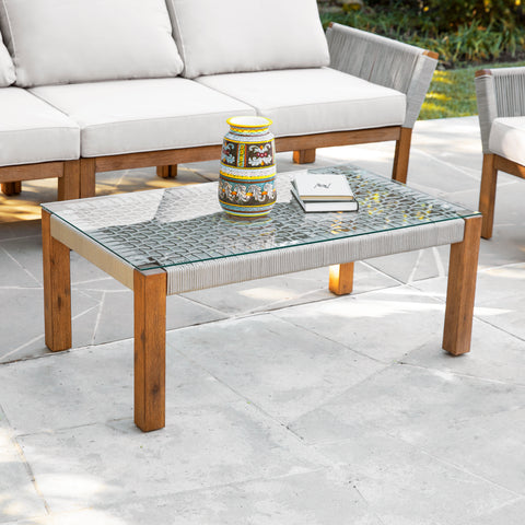 Image of Indoor/outdoor cocktail table w/ glass top Image 1