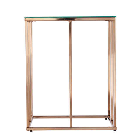 Image of Nicholance Contemporary End Table w/ Glass Top