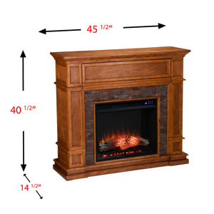 Electric fireplace w/ faux river stone surround Image 6