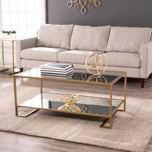 Glass and mirror coffee table w/ shelf Image 1