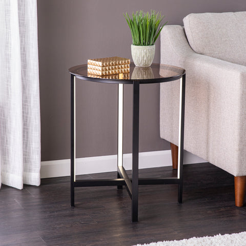 Image of Glass-top end table w/ LED lighting Image 1