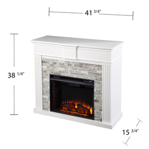 Classic electric fireplace w/ modern faux stone surround Image 8