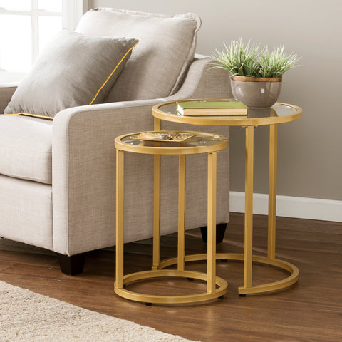 Image of Round nesting end table set Image 1