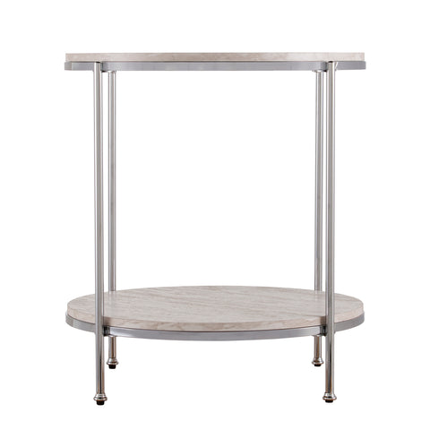 Image of Silas Round Faux Stone End Table