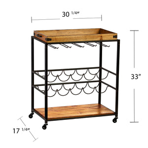 Kitchen cart with wine rack and glassware storage Image 6