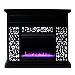 Modern electric fireplace w/ mirror accents Image 4