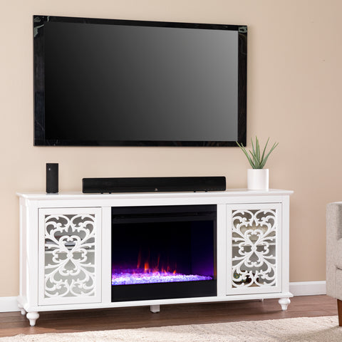 Image of Low-profile media console w/ color changing fireplace Image 1