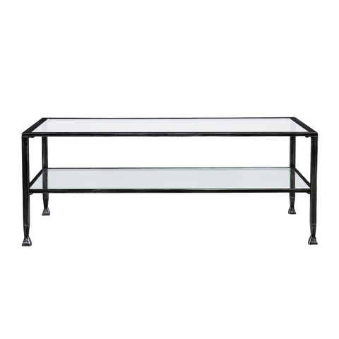 Image of Jaymes Metal/Glass Rectangular Open Shelf Cocktail Table