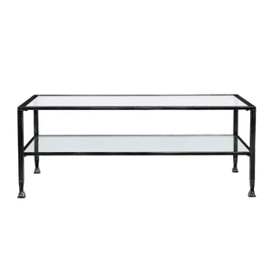 Jaymes Metal/Glass Rectangular Open Shelf Cocktail Table