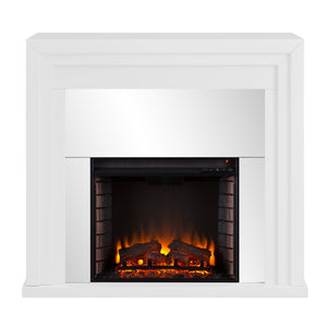 Mixed material fireplace mantel w/ mirrored surround Image 3