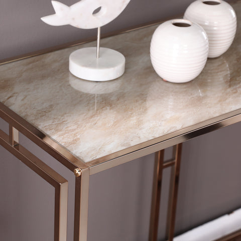 Image of Long sofa table with faux marble top Image 3