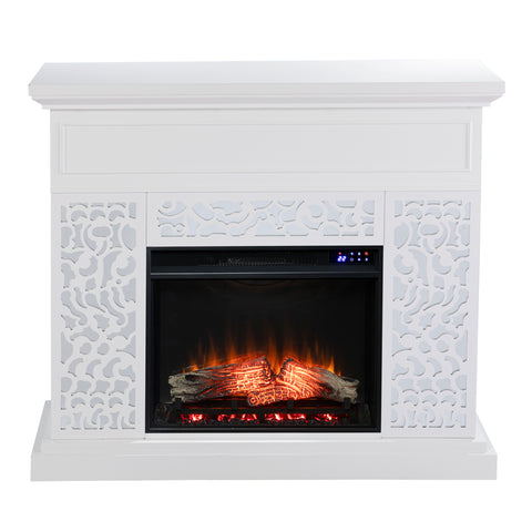 Image of Modern electric fireplace w/ mirror accents Image 3