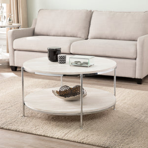 Silas Round Faux Stone Cocktail Table