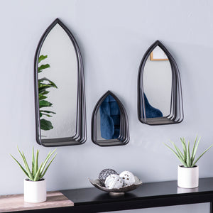 Black wall mirror set w/ shelves Image 4