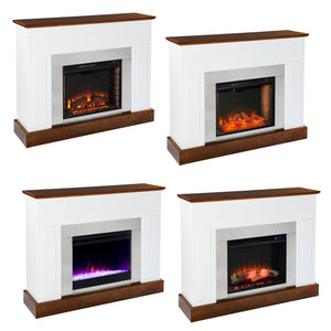 Sleek electric fireplace with metallic surround Image 7