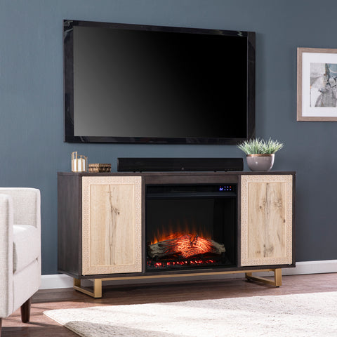 Image of Modern electric fireplace w/ media storage Image 1