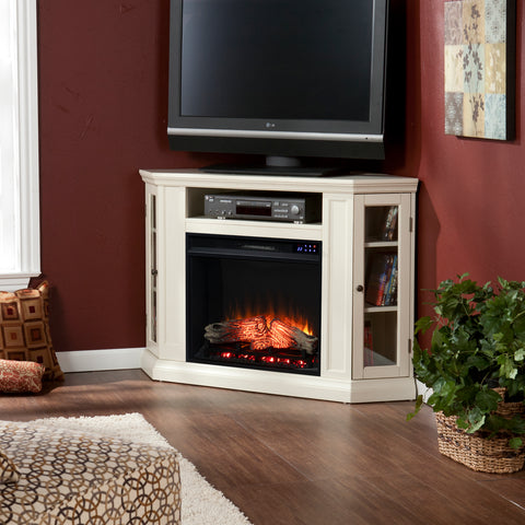 Image of Electric fireplace curio cabinet w/ corner convenient functionality Image 2