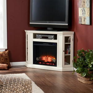 Electric fireplace curio cabinet w/ corner convenient functionality Image 2