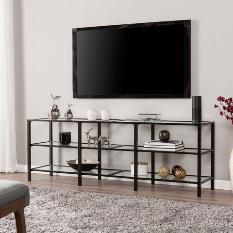 Image of Tyler Metal/Glass TV Stand – Transitional Style - Black