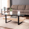 Glass-top coffee table w/ storage Image 1