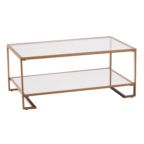 Image of Glass and mirror coffee table w/ shelf Image 4