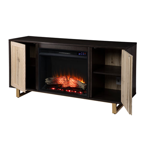 Image of Modern electric fireplace w/ media storage Image 7