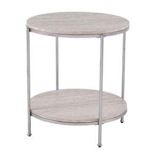 Silas Round Faux Stone End Table